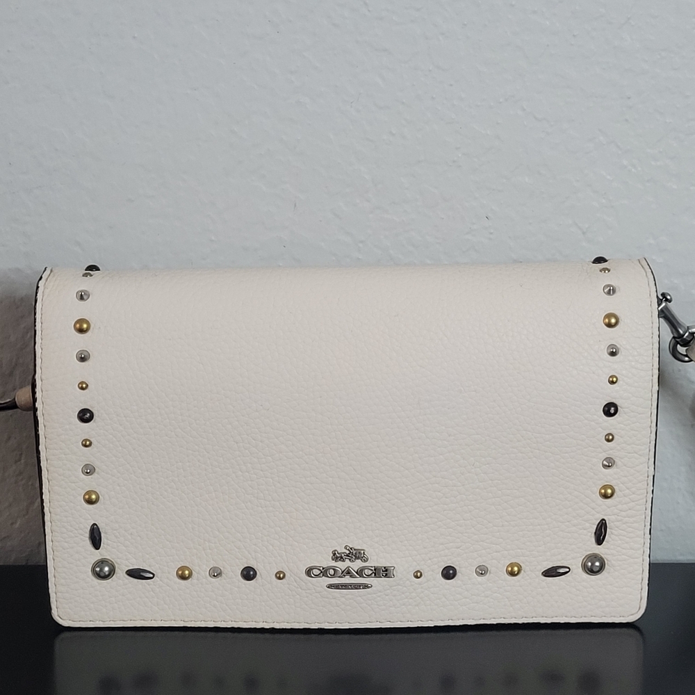 Coach Foldover Crossbody Clutch With Prairie Rivets - Picture 2 of 14